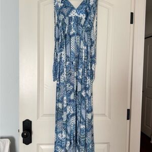 Zara Blue and White Paisley Dress